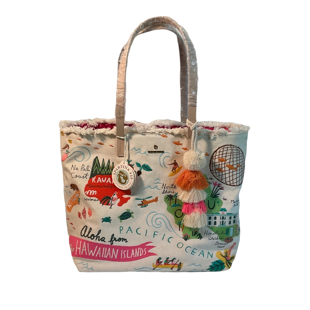 Spartina Hawaii Islands Fringe Tote Bag NWT